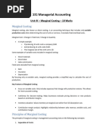 Notes - 101 Managerial Accounting - Unit IV – Marginal Costing