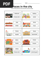 White Colorful Places In The City Vocabulary Worksheet