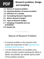 Chapter 2.0 Research Problem, Desing and Sampling