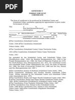 central caste certificate format