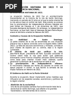 LA OCUPACIÓN HAITIANA DE 1822 Y LA INDEPENDENCIA NACIONAL