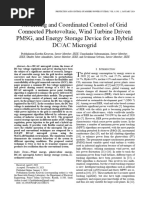 Modelling and Coordinated Control of Grid Connected Photovoltaic Wind Turbine Driven PMSG and Energy Storage Device for a Hybrid DC AC Microgrid