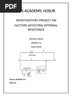 Factors Affecting the Internal Resistance of a Cell 