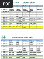 HORARIO DE CLASES 2024 PRIMER Y SEGUNDO CICLO