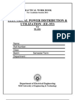 Electrical Power Distribution & Utilization (Ee-353) : Practical Work Book