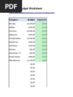 Monthly Budget Worksheet 8000