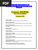 MTH101 Lecture Wise Short Questions File