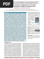 Perception of Teachers at Elementary Level Towards Inclusive Education for Children with Special Need