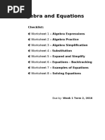 Algebra Equation booklet