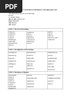 Vocabulary List