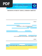 0 PROMOTING STUDENTS critical thinking through peer feedback in SPK Class