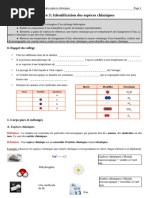 Cours - Identification des espèces chimiques