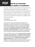 Radiografía de un mercado laboral que explica a la pobreza | La contracara de la baja del desempleo es el aumento del subempleo inestable | Página|12