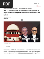 'IBC A Complete Code' _ Supreme Court Disapproves Of High Court Exercising Writ Jurisdiction To Interdict CIRP