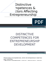 Entrepreneurship Distinctice Competences and Influencing factors