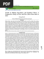 This review provides a comparative historical analysis of malaria incidence across West and East Africa, focusing  on the unique trends, environmental influences, and socio-political conditions that shape malaria transmission  dynamics in these regions. While malaria poses a pervasive public health burden across Africa, West and East  Africa differ significantly in terms of climate, healthcare infrastructure, socio-economic status, and malaria control  strategies, each influencing regional patterns of malaria incidence. West Africa’s tropical climate fosters year round transmission, while East Africa, with its diverse topography, experiences seasonal and altitudinal variations  in transmission patterns. Historical approaches to malaria control in both regions reveal numerous challenges,  including limited healthcare access, economic constraints, and socio-political instability, all of which have impacted  the effectiveness of interventions. Through comparative analysis, this review exa