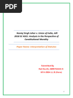 Navtej Singh Johar v. Union of India, AIR  2018 SC 4321: Analysis in the Perspective of  Constitutional Morality