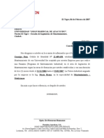 Carta de Aceptación de Pasantías