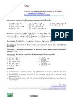 Foglio Di Lavoro Sulle Equazioni e Sulle Disequazioni Di Secondo Grado