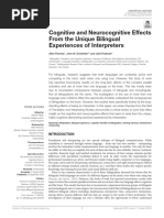 Cognitive and Neurocognitive Effects From the Unique Bilingual Experiences of Interpreters