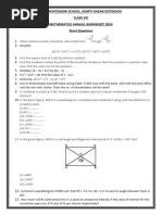 Class 8 Mathematics Annual Worksheet 2024