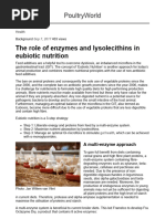 PoultryWorld - The role of enzymes and lysolecithins in eubiotic nutrition