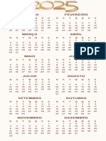 Marcador de páginas calendário 2025 moderno pastel marrom e branco