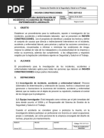 PRC-SST-013 Procedimiento Para Investigación de Incidentes Accidentes de Trabajo y Enfermedades Laborales