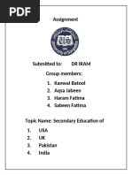 Secondary Education of US,UK,PK ,India