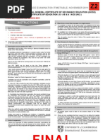 Zone 2 Final Cambridge IGCSE GCE November 2011 Timetable