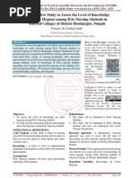 A Descriptive Study to Assess the Level of Knowledge on Cyber Hygiene among B.Sc Nursing Students in Selected Colleges of District Hoshiarpur, Punjab