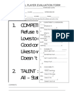 Football Player Evaluation Form