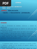 1 - MODULARIZAÇÃO - Funções e Procedimentos