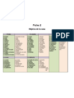 Ficha 2, Objetos de La Casa