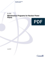 Maintenance Programs For Nuclear Power Plants: Regulatory Standard