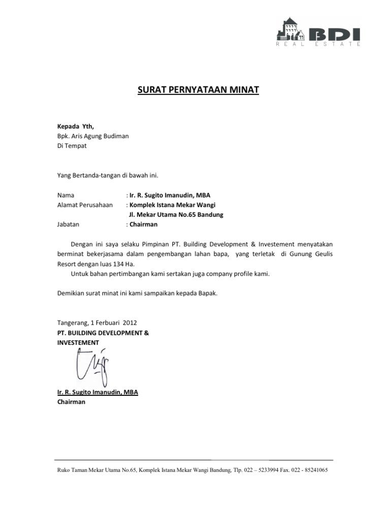 Contoh Surat Minat Letter Of Intent Malaysian Bar Vacancy - IMAGESEE