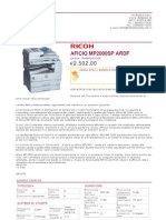 Ricoh Office Aficio Mp2000sp Ardf Rhmp2000sp