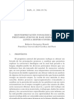 Roberto Zariquiey. Reinterpretación Fonológica Delos Préstamos Léxicos de Base Hispana en La Lenguas Shipibo-Conibo