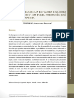 Finitude e Melancolia em "Agora e Na Hora de Nossa Morte", Do Poeta Português José Agostinho Baptista