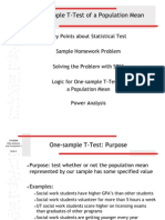 Homework Problems - One-Sample T-Test