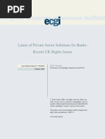 Limits of Private Sector Solutions For Banks: Recent UK Rights Issues