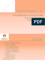 Procurement Oracle R12 Invoice AP Adjustment