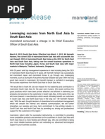 PR2012Mar8 - Leveraging Success From North East Asia To South East Asia