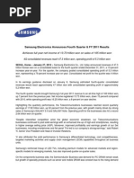 Samsung G Electron Ics Annou Unces Fou Urth Quarte Er & FY 20 011 Result Ts