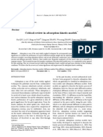 Critical Review in Adsorption Kinetic Models