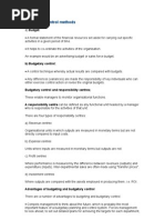 Budgetary Control Methods