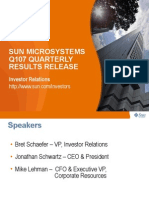 Sun Microsystems Q107 Quarterly Results Release: Investor Relations