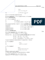 Probability Theory I: CAM 384K Concepts