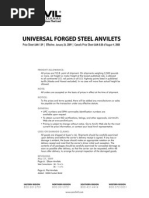 Universal Forged Steel Anvilets: Price Sheet - Effective: - of