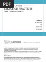 Selection Practices: Term Project On Nestle